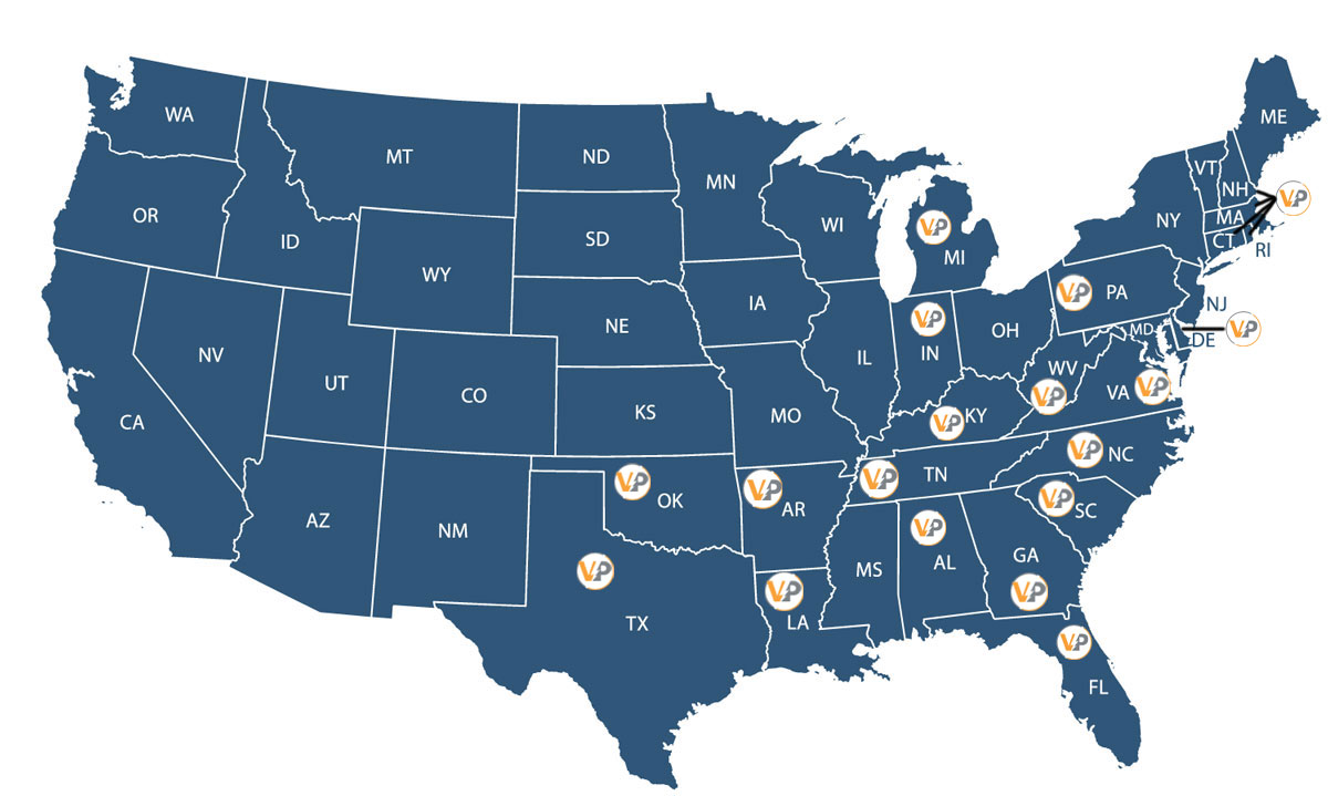 All locations and state Voluteer Power has helped with emergency storm responses.